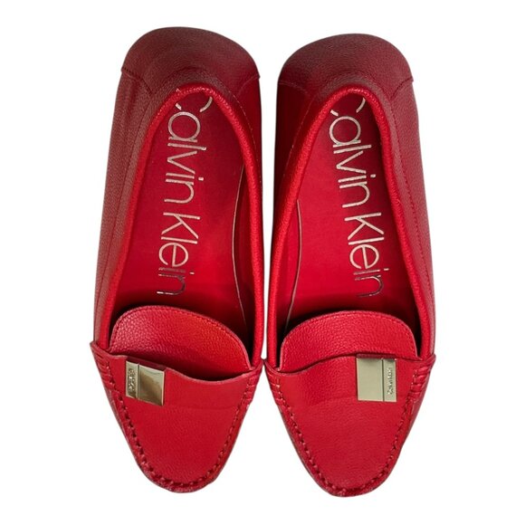 Calvin Klein Shoes - Calvin Kline Lisa Pebble Leather Look Loafers Rubber Soles Silvertone Hardware 8